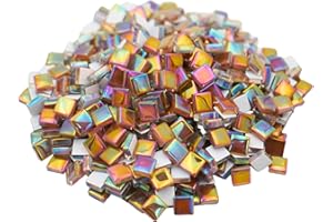 Yuvori 0,5 kg quadratische Kristallmosaikfliesen 1 cm DIY für Badezimmer, Wohnzimmer, Küche, Balkon (irisierender Kaffee)