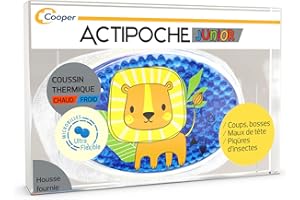 ACTIPOCHE - Coussin thermique - Thermothérapie - Contractures musculaires, coups, bosses, maux de tête ou de dents - Junior - Motif Lion - Microbilles - 1 unité