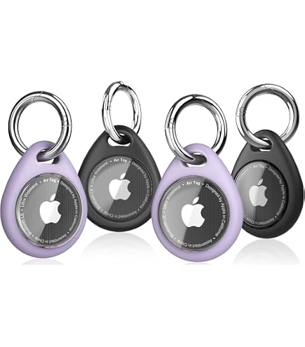 ELZO 4pcs Tag Keychain, custodia in pelle PU compatibile con AirTag