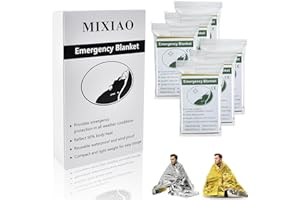 MIXIAO Emergency Foil Thermal Blanket (Pack of 6), Survival Blankets Perfect for Outdoors, Hiking, Survival, Marathons or First Aid (Gold Pack of 6)