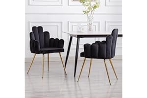 ‎WAHSON OFFICE CHAIRS Wahson Esszimmerstühle 2er Set, Samt Polsterstuhl Muschel Sessel Küchenstuhl mit Rückenlehne Eckstuhl für Schlafzimmer Wohnzimmer,Schwarz