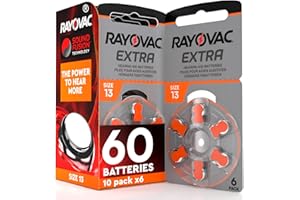 UDIVITA 60 Batterie per Apparecchi Acustici Rayovac Misura Extra 13 Sound Fusion Technology - 10 Blister da 6 Pile