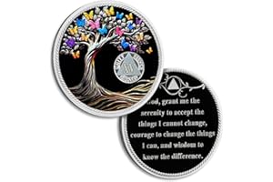 ATSKNSK 15 Years Sobriety Coin Butterfly Tree of Life AA Chips and Medallions Sobriety Recovery Chip Sober Token Sobriety Gifts for Men Women Celebrating Alcoholics Anonymous Recovery
