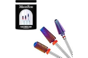 MelodySusie 3Pcs Nail Drill Bits Set, 3/32'' Carbide Tungsten Bits, 5 in 1, Smooth Round Top Large Barrel and Tornado Bits, Suitable for Manicure Pedicure Cuticle Gel Acrylic Remover, Purple