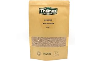 Organic Wheat Bran - No Additives, No Preservatives, Raw, Vegan, GMO Free, Certified Organic - Perfect for Baking and Adding to Smoothies - Thames Organic 400g