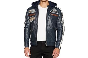 URBAN 5884 Motorradjacke Herren mit Protektoren, Lammlederjacke, Rücken-, Schulter- und Ellbogenprotektoren