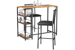 Xbro Barbordsset 3-delat Köksbord med stolar för kök, matsal, bistro, etc. Matbord och 2 stolar med ryggstöd och klädsel