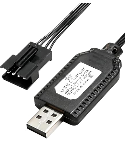 JINSIHU Universele USB-oplaadkabel met SM-4P-stekker voor 2S 7,4 V LiPo-accu, RC-oplader, compatibel met auto, boot, vliegtuig en ander speelgoed met afstandsbediening