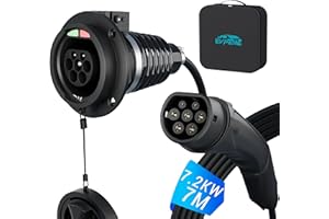 EVPEIWE 7 Meter Type 2 EV Charging Extension Cable, 7.2KW/32A Single Phase Electric Vehicle Charging Cable Extension Cord with Safety Lock for EV Charger Type 2 Charging Cable, IP54