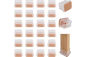 COEWUR 24 Pezzi Gommini per Sedie Rettangolari con Feltro Piedini Trasparenti Cancellazione del Rumore Feltrini per Sedie (Applicabile Lunghezza 40-46mm, Larghezza 30-36mm)