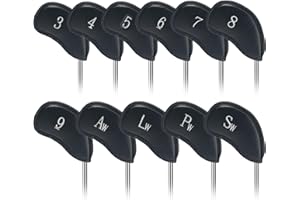 CRAFTSMAN GOLF Set di 12 copritesta in pelle sintetica spessa per mazze da golf, adatti a tutte le marche, disponibili per versione personalizzata