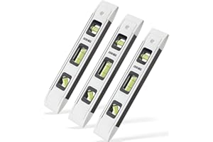 DOWELL Magnetyczne pudełko Torpedo Mini poziomica bąbelkowa, rama ze stopu spirytusowego, 180/90/45 stopni, 9 cali (3, biała)