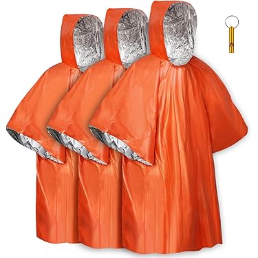 Lot De 4 Ponchos De Survie – Couverture Thermique Réutilisable 100x130 Cm, Aluminium, Pour Randonnée Et Urgences