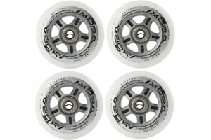 Lot de 4 roues Inliner, pour patinage de loisirs, en polyuréthane 84 mm / 82A, avec 8 roulements chromés ABEC7 Nils.