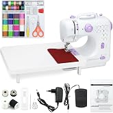 Aischens Sewing Machine for Beginners with 40 Pieces Kit | 12 Integrated Stitches, Double Feed (Current/Batteries), Variable