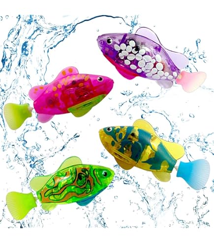 WDKXCN Robo Fish, Lot de 6 poissons électriques avec 2 piles, poissons robotiques, réutilisables, flottants pour animaux de compagnie