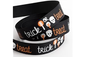 Italian Options Trick or Treat Halloween Grosgrain Ribbon - 16mm x 5 Metres - Black