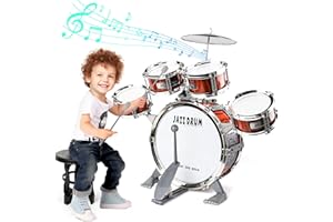 Verdantree Kit de Batterie pour Enfants, Batterie Enfant Instrument 5 Tambours avec Tabouret, Batterie Enfant Instrument de Musique éDucation PréCoce Cadeau de Noël Jouets pour 3 4 5 Ans