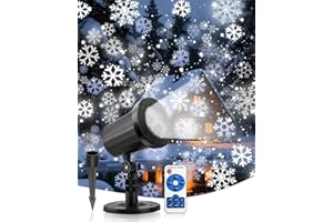 Lulizar Christmas Snowflake Light Outdoor, Snow Projector Lights Projector Outdoor Indoor, Weatherproof, Remote Control, Wider Lighting Led Landscape, for Christmas Decoration Party