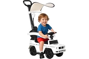 HOMCOM Macchina a Spinta per Bambini 12-36 Mesi con Licenza Mercedes-Benz G350, Giocattolo Macchina Cavalcabile con Tettuccio e Maniglia di Spinta, 85.5x40.5x95 cm, Bianco