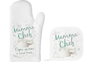 KAÏDENSÏ Idea Regalo Natale Mamma 2025 - Guanto da Forno e Presina Mamma Chef - Regali Divertenti Mamma Figlia Figlio