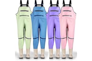IEEILULU Waders Peche Enfant, Cuissardes de Pêche Jeunesse, Waders Enfant avec Bottes de Pêche 28-35, Waders Pantalons de Pêche Imperméable Respirant Cadeau pour Enfant Jeunesse