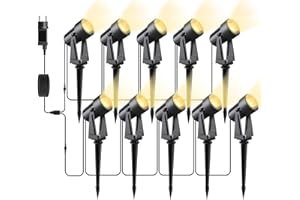 ‎SVATER Svater Gartenbeleuchtung LED Außen, 32m 10er-1 Set 2000LM 10 * 2W Gartenstrahler 27V COB IP65 Wasserdichter Strahler Warmweiß mit Erdspieß für Außen Garten Yard