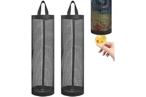 QEQSHQO 2pcs Soporte para bolsas de plástico para colgar bolsas de basura estante de malla transpirable bolsas de almacenamiento de malla plegables con ganchos