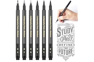 APOGO Calligraphie Stylo calligraphie, 6 feutre calligraphie écriture kit, noir encre feutres pinceaux, stylo de lettrage pour bullet journal, illustration, signature et calligraphie enfant apprendre