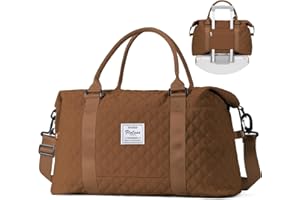 HYC00 Bolsa de Viaje Mujer Hombre Bolsa de Gimnasio Bolsa de Deporte con Bolsillo Mojado, Bolsa Deportiva Bolsa Viaje Mujer fin de Semana Bolsa Fitness Bolsa Hospital Bolsa de Mano, Amarillo marron