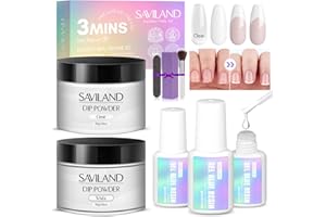 ‎SAVILAND Saviland Dipping Powder Nails Set:【Clear&Weiß】Dipping Powder Nails für Nagel Reparatur,Nagelkleber Nagelfeile Nagelbrush für Nagel Reparatur Set,Schnelltrocknend Nagelkleber Dipping Powder Starterset