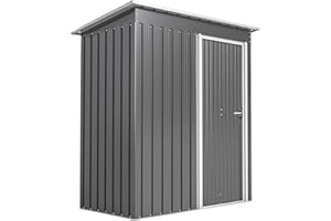 Outsunny Caseta de Jardín Exterior, 1,16 m², 163x89x182 cm, Cobertizo de Jardín Exterior Metálico con Puerta Corredera y Techo Inclinado, para Almacenamiento de Herramientas, Gris