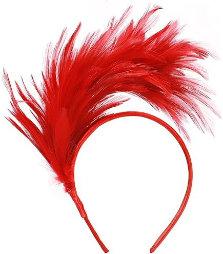 Ventaglio In Piume Marabù Stile Anni '20 - Pieghevole Per Feste, Matrimoni E Halloween, Rosso - Foto 3