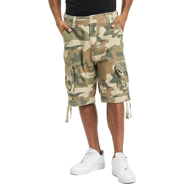 Indicode Heren Monroe Cargo Shorts Met Riem - Camouflage - Comfortabele Korte Broek