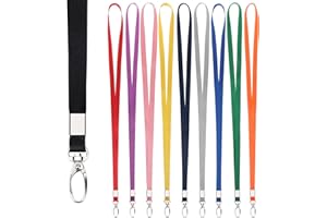 Segus Correa para Cuello Llaves Diez Colores 10 Piezas, Cordones de Insignia para Cuello, Colgantes de Tarjetas de Identificación, Lanyards de Imitación de Nylon con Mosquetones de Metal Resistente