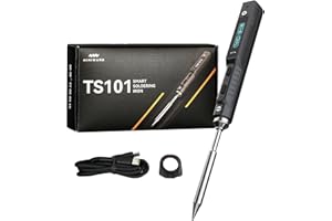 OFFFAY TS101 Soldering Iron Kit, 65W Smart Portable TS100 Upgraded Soldering Iron, Temperature Control 50-400℃, with USB Type C & DC 5525 Port, OLED Display, Adapter for DC 9-24V/PD3.0 9-24V Power Supply