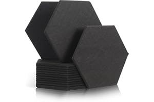 Rdutuok 12 Pièces Panneaux Acoustiques Hexagonal- 30 x 26 x 1 cm Mousses Acoustiques - Pour Studio d'enregistrement, Bureau, Studio et Décoration Murale (Noir)