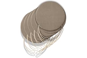 IL TUO ARTIGIANO DESIGN 6 Cuscini Rotondi per Sedia Cucina Sfoderabili, Cuscini per sedie soggiorno - Cuscini da sedia con Laccetti made in Italy - Spessore 3 cm - Decorazioni casa (Beige, Diametro 40 cm)