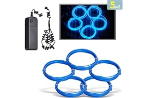 EL Wire,Aogbithy Neon Glowing Strobing Light Super Bright Battery Operated EL Wire Cable for Christmas Party Cosplay Dress Carnival Decoration Festival Halloween (Blue, 5 * 1M)