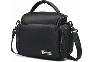 Cwatcun Borsa per fotocamera Borsa a tracolla per fotocamera compatta compatibile con obiettivi e accessori per fotocamere SLR/DSLR Canon Nikon Sony impermeabile, S, Nero