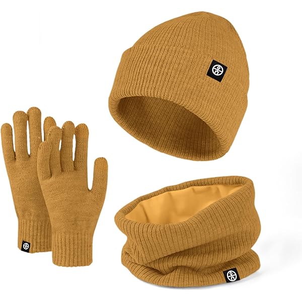 Vijamiy Wintermuts en sjaal voor heren, touchscreen-handschoenen, warme sokken en oorwarmers, 5-delige set, warm, winddicht, nekwarmer, gebreide muts voor mannen en vrouwen, zwart