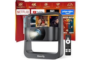[Netflix Integrada] Eeenfy Proyector Portátil, Proyectore TV con 350ANSI, 1080P Soporte, E-Focus/Keystone, Proyectores WiFi Bluetooth, Projector Video 4K Soporte para Cine en Casa, Venus V1 pro, Negro