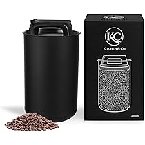 Boîte à Café Hermétique En Verre Borosilicate 1700 Ml - Valve CO2 Unidirectionnelle - Traqueur De Date - Large Ouverture