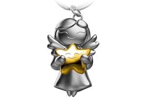 FABACH Portachiavi Angelo custode, portachiavi in metallo con ciondolo a forma di angelo con una stella