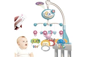 WDEC Babysäng Mobile för spädbarn, Babysäng Med Musik Och Ljus, Mobile Leksak och fjärrkontroll, Leksaker Med Musiklåda, Barn Nyfödda Gåvor, Musikprojektion 3-i-1, Säng Musikleksaker