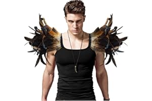 keland Paquete de 2 geles de Hombros de Epaulet de Plumas Capa Chal Estola Poncho para Hombre Halloween Cosplay Accesorio (Color Natural)