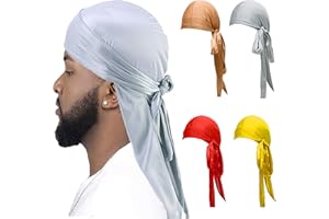 CINY Silky Satin Durag, Atmungsaktive Soft Durag mit Langem Schwanz Beanies Mütze Unisex Für Männer Und Frauen Bandana Seide Schlafmütze Piratenhut Motorhaube Träger Kopfwickel