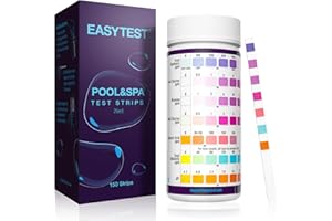 EASYTEST 7-Way Pool Test Strips, 150 Strips Water Chemical Testing for Hot tub and Spa, Accurate Test Bromine, Total Alkalinity, pH, Free Chlorine, Total Hardness, Cyanuric Acid, and Total Chlorine