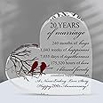 VELENTI 20th Wedding Anniversary Present for Him and Her - China Anniversary Wedding Gifts for Couple - Unique Acrylic Heart-Shaped Keepsake for 20 Anniversary