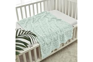 CREVENT 75cmX100cm Gemütliche weiche warme Sherpa Baby Decke für Mädchen Jungen, Neugeborene Essentials für Säugling, Baby Dusche Empfangen Geschenk mit grünem Herz